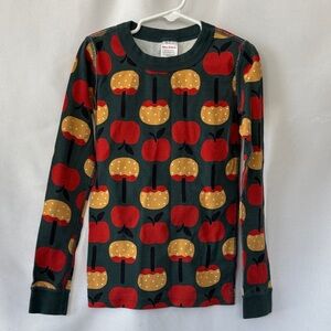 Hanna Andersson organic cotton Red and Gold Apple Long Sleeve Tee kids size 8